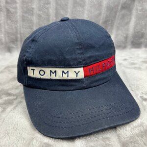 Vintage 90s Tommy Hilfiger Baseball Dad Hat Cap Adjustable Spellout Logo Blue